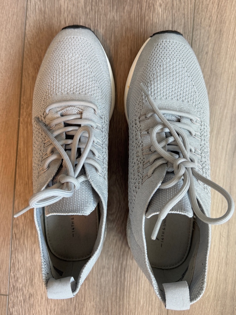 14th & Union-Light Gray Knit Lace-Up Sneakers